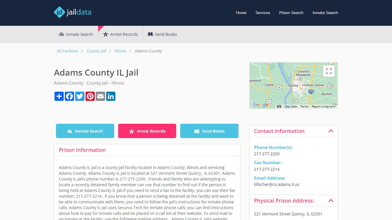 Adams County IL Jail Inmate Search and Prisoner Info - Quincy, IL