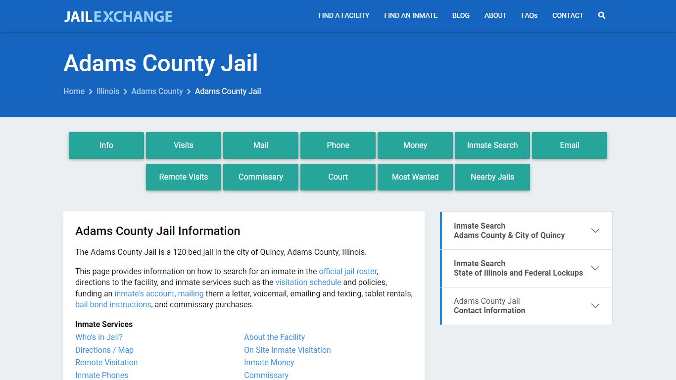Adams County Jail, IL Inmate Search, Information