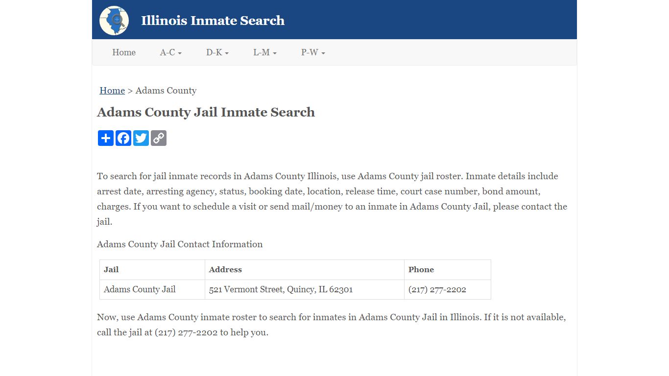 Adams County Jail Inmate Search
